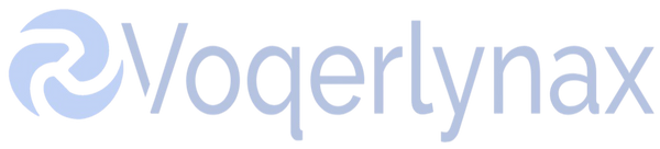 Voqerlynax logo in light blue on a white background.